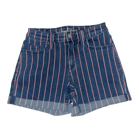 Universal Tread High Rise Red white and blue striped shorts women's size 00/24 - Picture 1 of 10